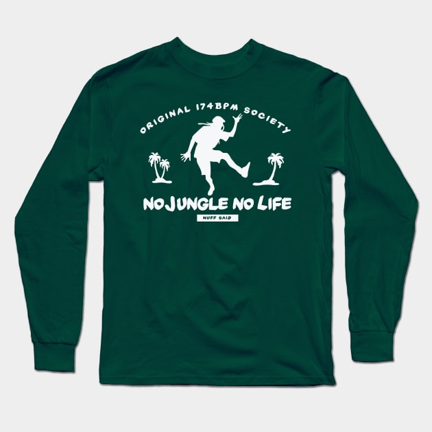 No Jungle No Life - Original 174 Bpm Club Long Sleeve T-Shirt by Wulfland Arts